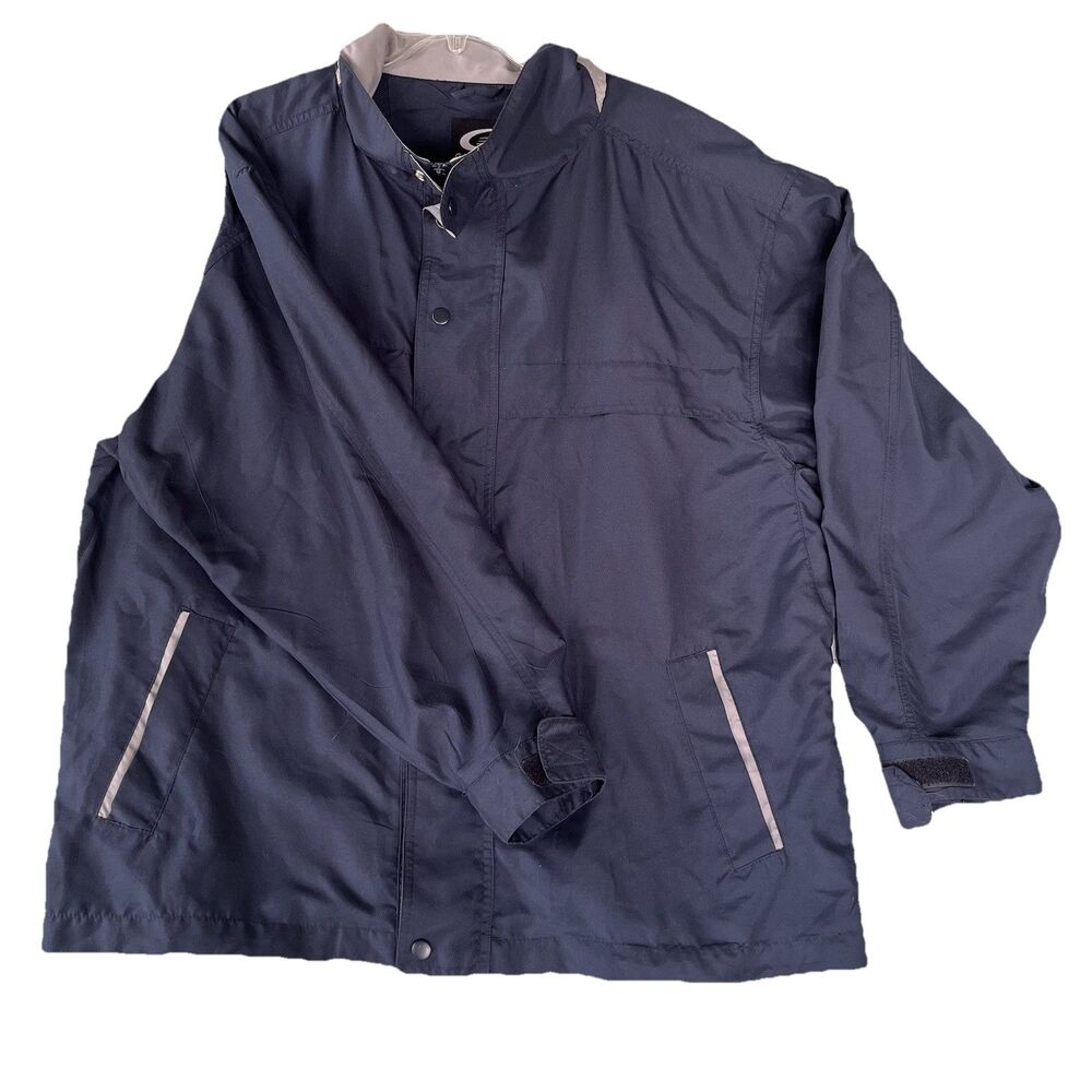 G-lll Windbreaker Jacket Golfer Full Zip Mens L Dark Blue Lined Casual LS